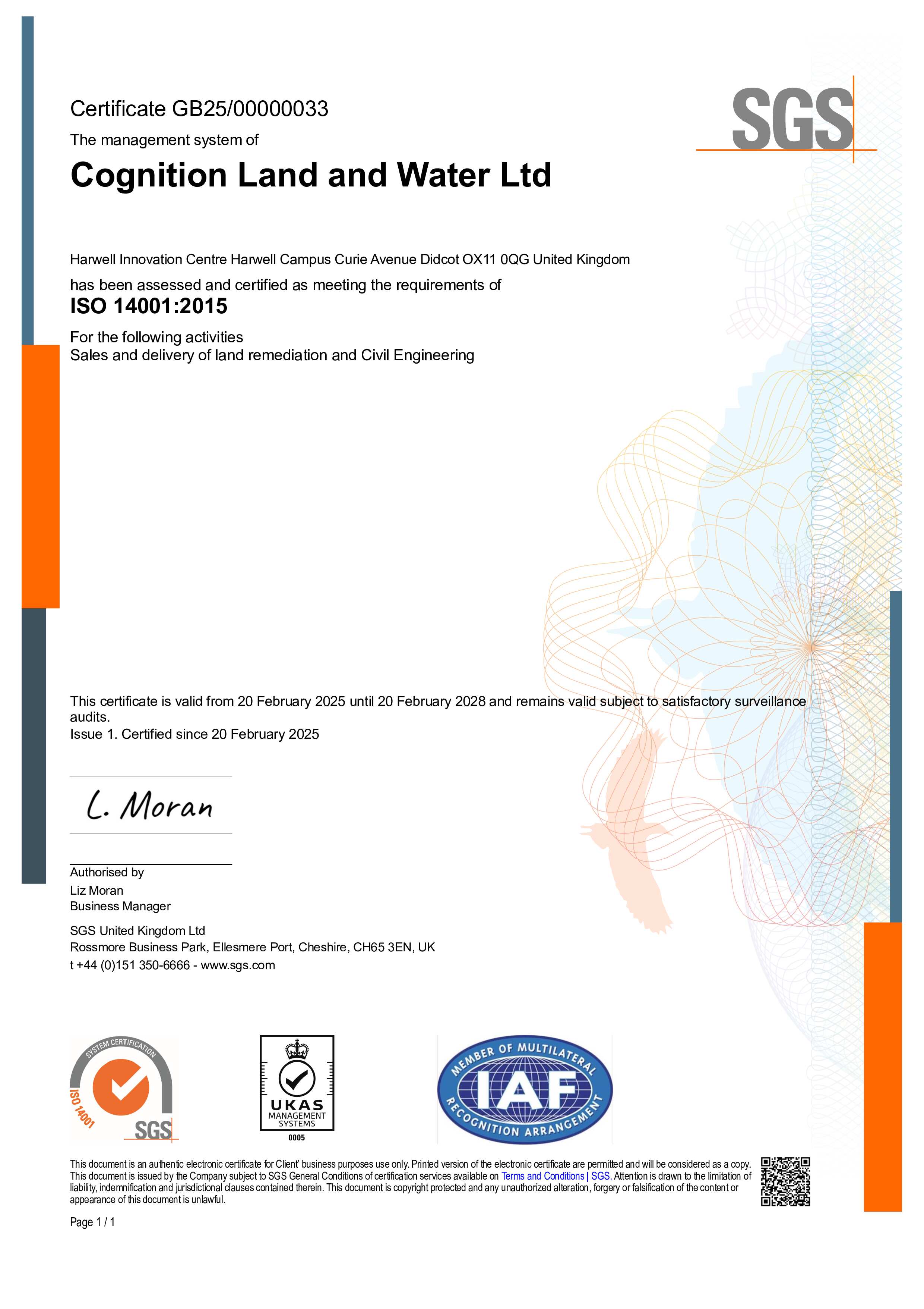 Cognition is ISO 14001 Certified!